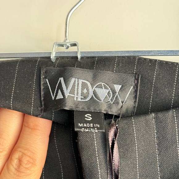 NWT Widow Pintripe Low Rise Flared Pants Corp Goth S - Picture 2 of 3